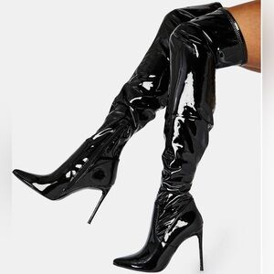 Steve Madden Over the Knee Vicktory Boot - Patent Black